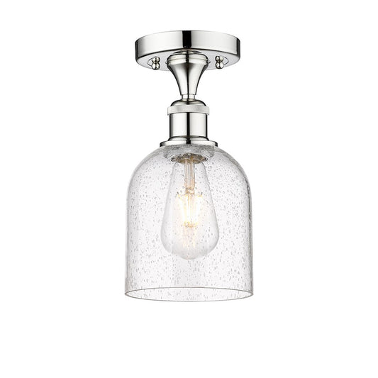 Innovations Bella 6in 1-Light Semi-Flush Mount | Industrial Polished Chrome Steel and Seedy Glass | Entryway & Hallway | Model 616-1F-PC-G558-6SDY