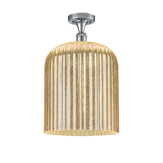 Innovations Bridal Veil 5in 1-Light Semi-Flush Mount | Art Nouveau Polished Chrome and Mercury Ribbed Glass | Entryway & | Model 616-1F-PC-G559-12ME