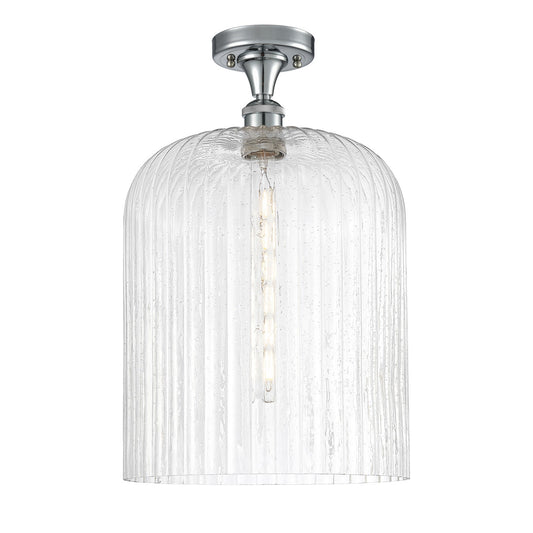 Innovations Bridal Veil 5in 1-Light Semi-Flush Mount | Art Nouveau Polished Chrome Steel and Seedy Ribbed Glass | Damp-Rated | Model 616-1F-PC-G559-12SDY