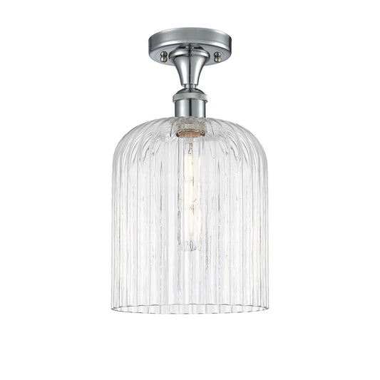 Innovations Bridal Veil 5in 1-Light Semi-Flush | Art Nouveau Polished Chrome and Clear Ribbed Glass | Entryway & Hallway | 5 x | Model 616-1F-PC-G559-8CL