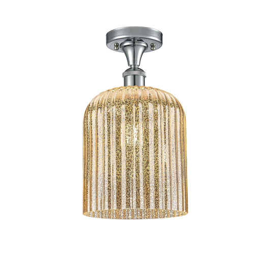 Innovations Bridal Veil 5in 1-Light Semi-Flush | Industrial Polished Chrome Steel and Mercury Ribbed Glass | Entryway & Hallway | Model 616-1F-PC-G559-8ME