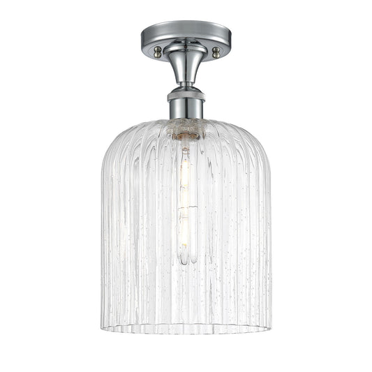 Innovations Bridal Veil 5in 1-Light Semi-Flush Mount | Art Nouveau Polished Chrome Steel and Seedy Ribbed Glass | Hallway & | Model 616-1F-PC-G559-8SDY