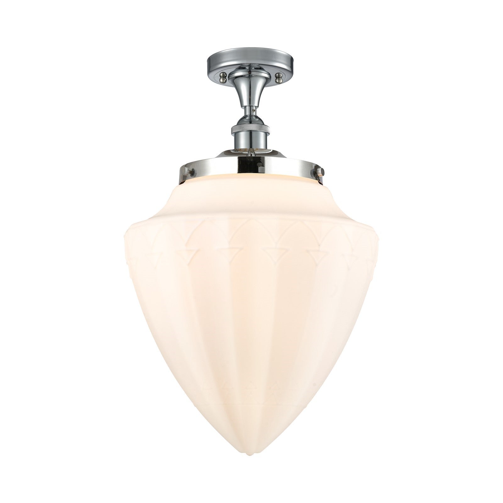 Innovations Bridgeton 12in 1-Light Semi-Flush Mount | Traditional Polished Chrome and Matte White Frosted Glass | Entryway & | Model 616-1F-PC-G661-12