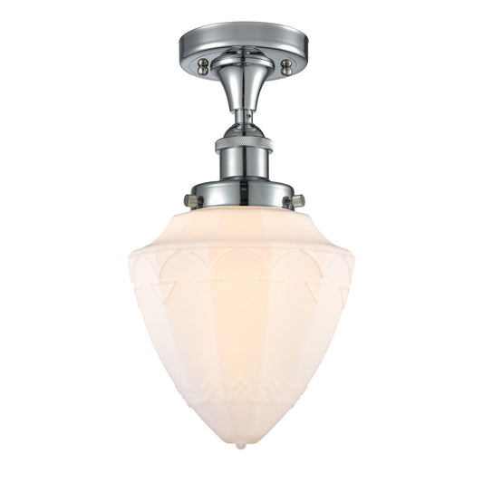 Innovations Bullet 6in 1-Light Semi-Flush Mount | Industrial Polished Chrome and Matte White Frosted Glass | Kitchen & Hallway | Model 616-1F-PC-G661-7