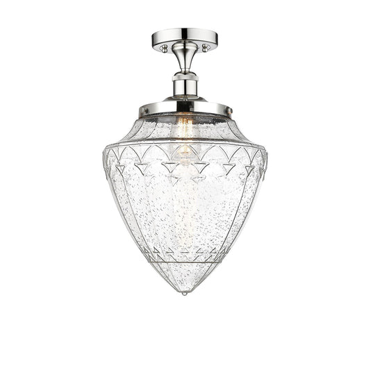 Innovations Bridgeton 12in 1-Light Semi-Flush Mount | Traditional Polished Chrome Steel and Seedy Glass | Entryway & Hallway | Model 616-1F-PC-G664-12