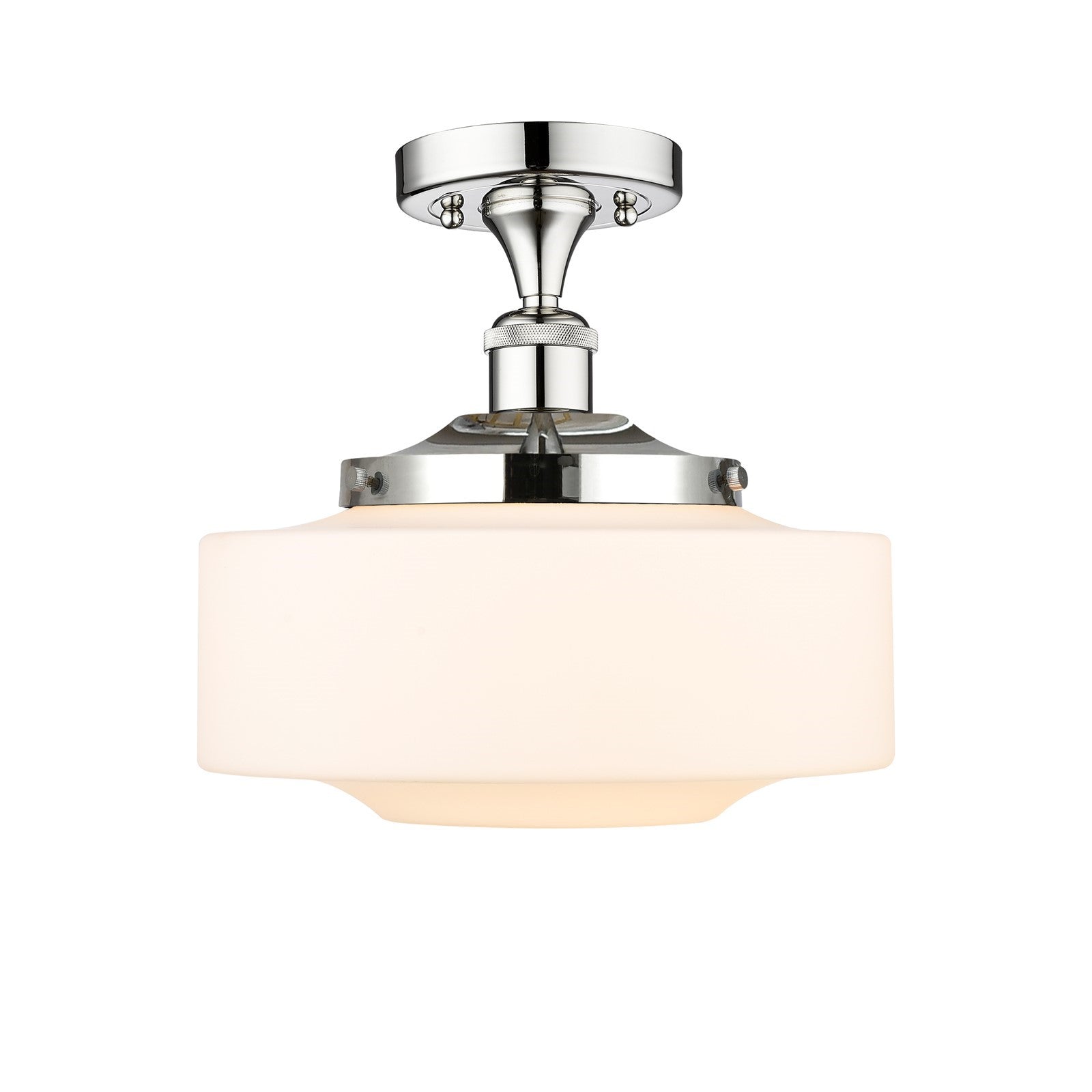 Innovations Bridgeton 12in 1-Light Semi-Flush Mount | Traditional Polished Chrome and Matte White Frosted Glass | Hallway & | Model 616-1F-PC-G691-12