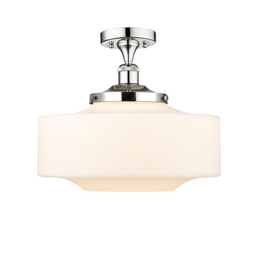 Innovations Bridgeton 16in 1-Light Semi-Flush Mount | Traditional Polished Chrome and Matte White Frosted Glass | Entryway & | Model 616-1F-PC-G691-16