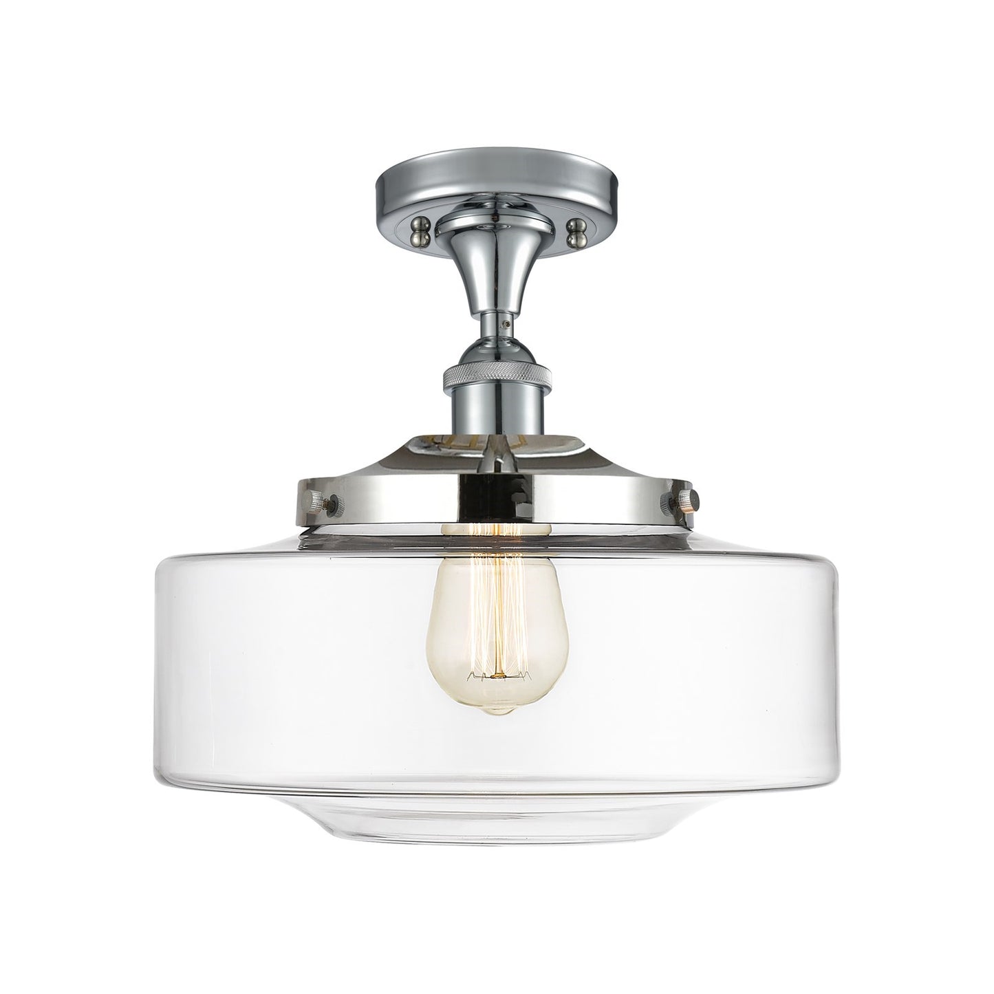 Innovations Bridgeton 12in 1-Light Semi-Flush Mount | Traditional Polished Chrome Steel and Clear Glass | Bathroom & Hallway | Model 616-1F-PC-G692-12