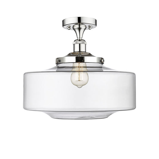 Innovations Bridgeton 16in 1-Light Semi-Flush Mount | Traditional Polished Chrome Steel and Clear Glass | Entryway & Hallway | Model 616-1F-PC-G692-16