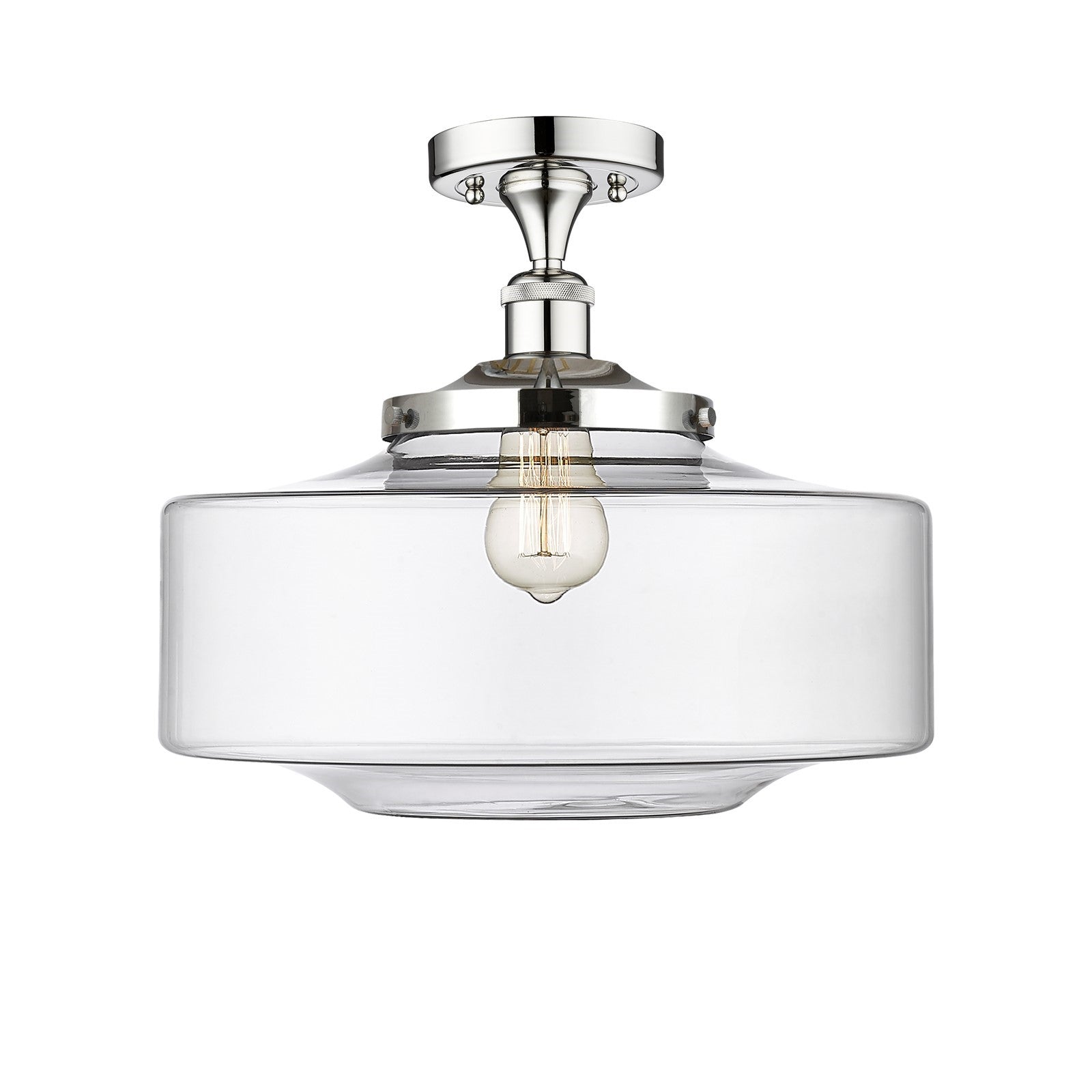 Innovations Bridgeton 16in 1-Light Semi-Flush Mount | Traditional Polished Chrome Steel and Clear Glass | Entryway & Hallway | Model 616-1F-PC-G692-16