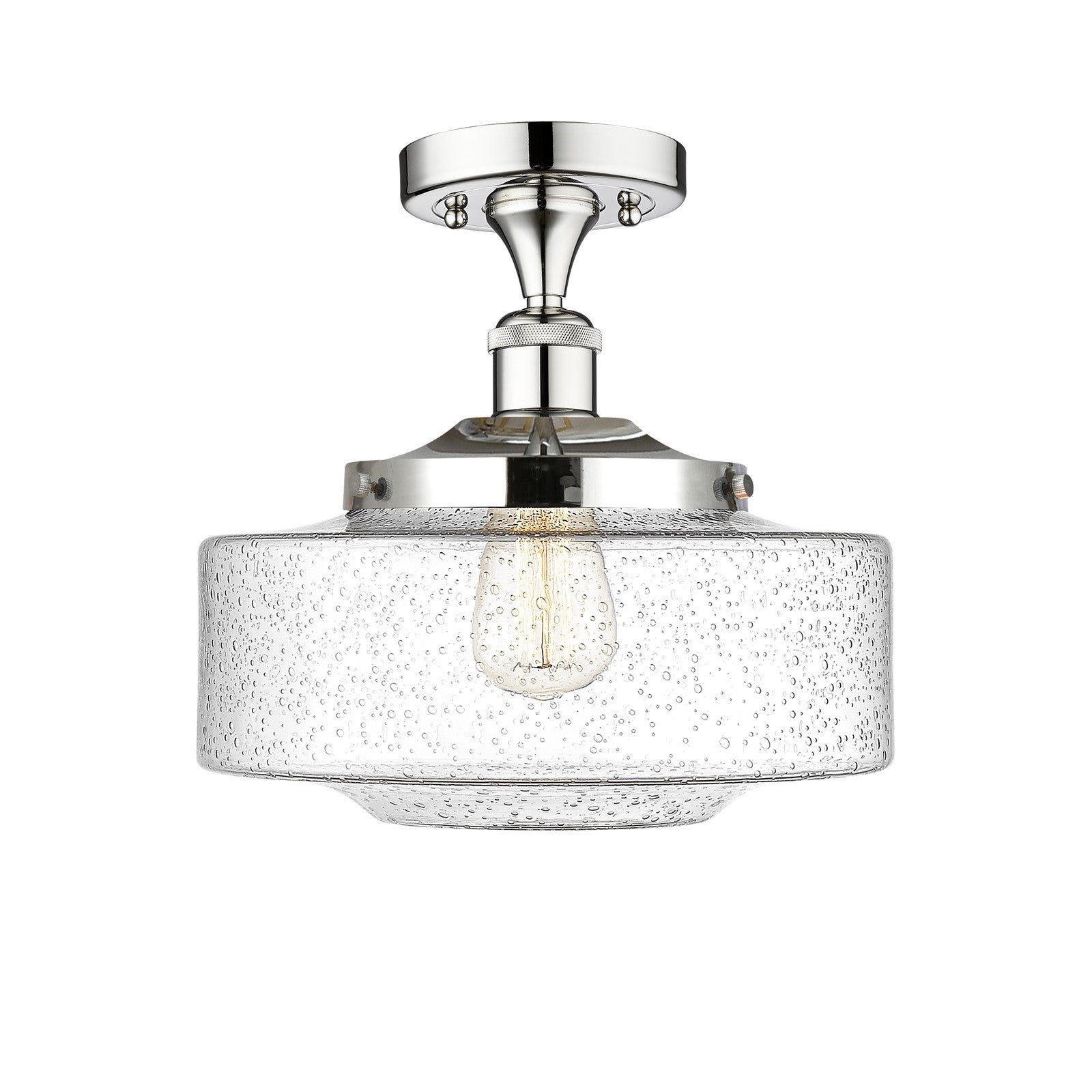 Innovations Bridgeton 12in 1-Light Semi-Flush Mount | Traditional Polished Chrome and Seedy Glass | Entryway & Hallway | 11.75 x | Model 616-1F-PC-G694-12