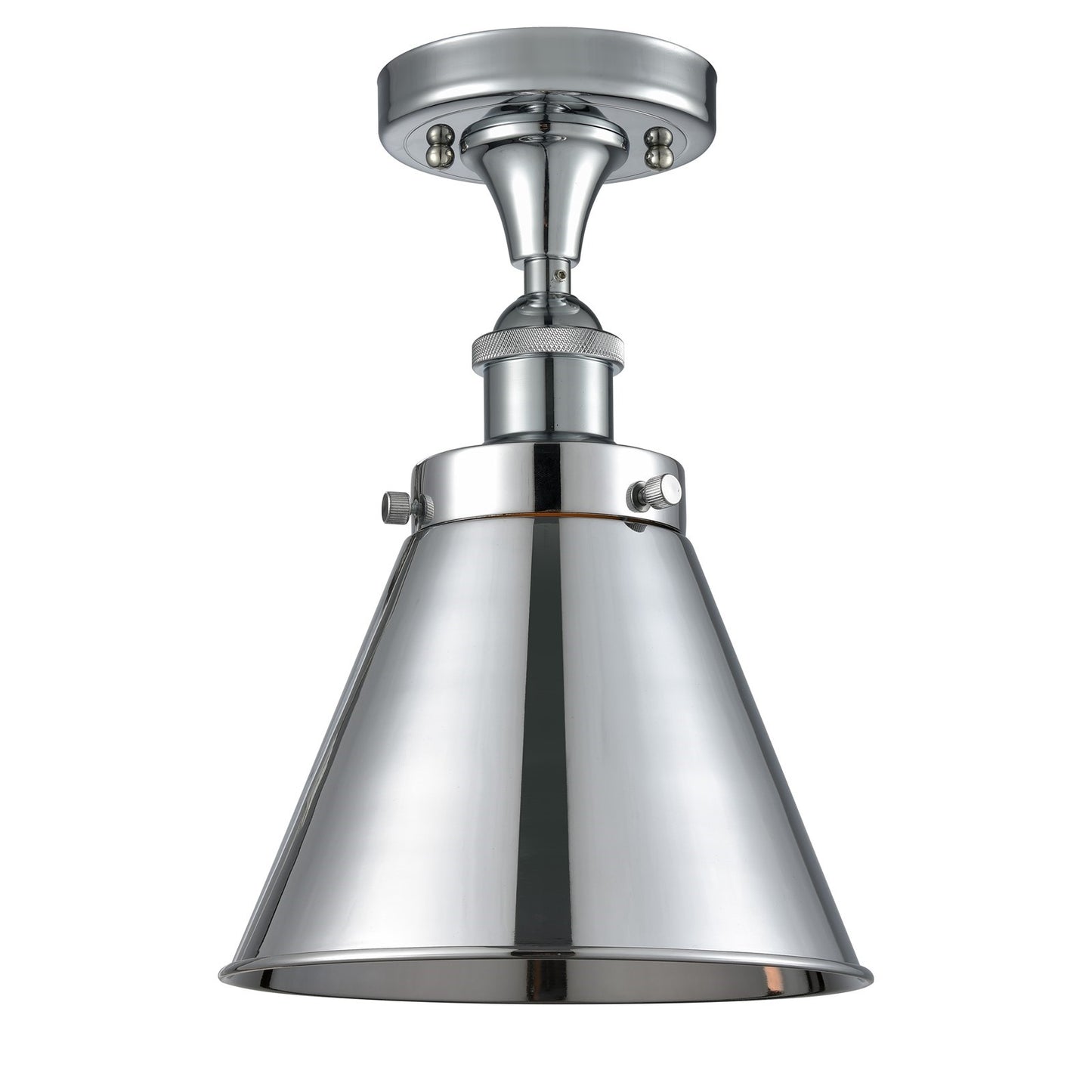 Innovations Appalachian 8in 1-Light Semi-Flush Mount | Traditional Industrial Polished Chrome Steel and Cast Brass Metal Cone | Model 616-1F-PC-M13-PC