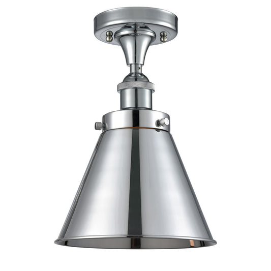 Innovations Appalachian 8in 1-Light Semi-Flush Mount | Traditional Industrial Polished Chrome Steel and Cast Brass Metal Cone | Model 616-1F-PC-M13-PC