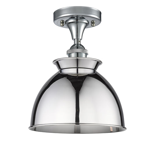 Innovations Adirondack 8in 1-Light Semi-Flush Mount | Industrial Polished Chrome Steel and Cast Brass Metal | Entryway & Hallway | Model 616-1F-PC-M14-PC