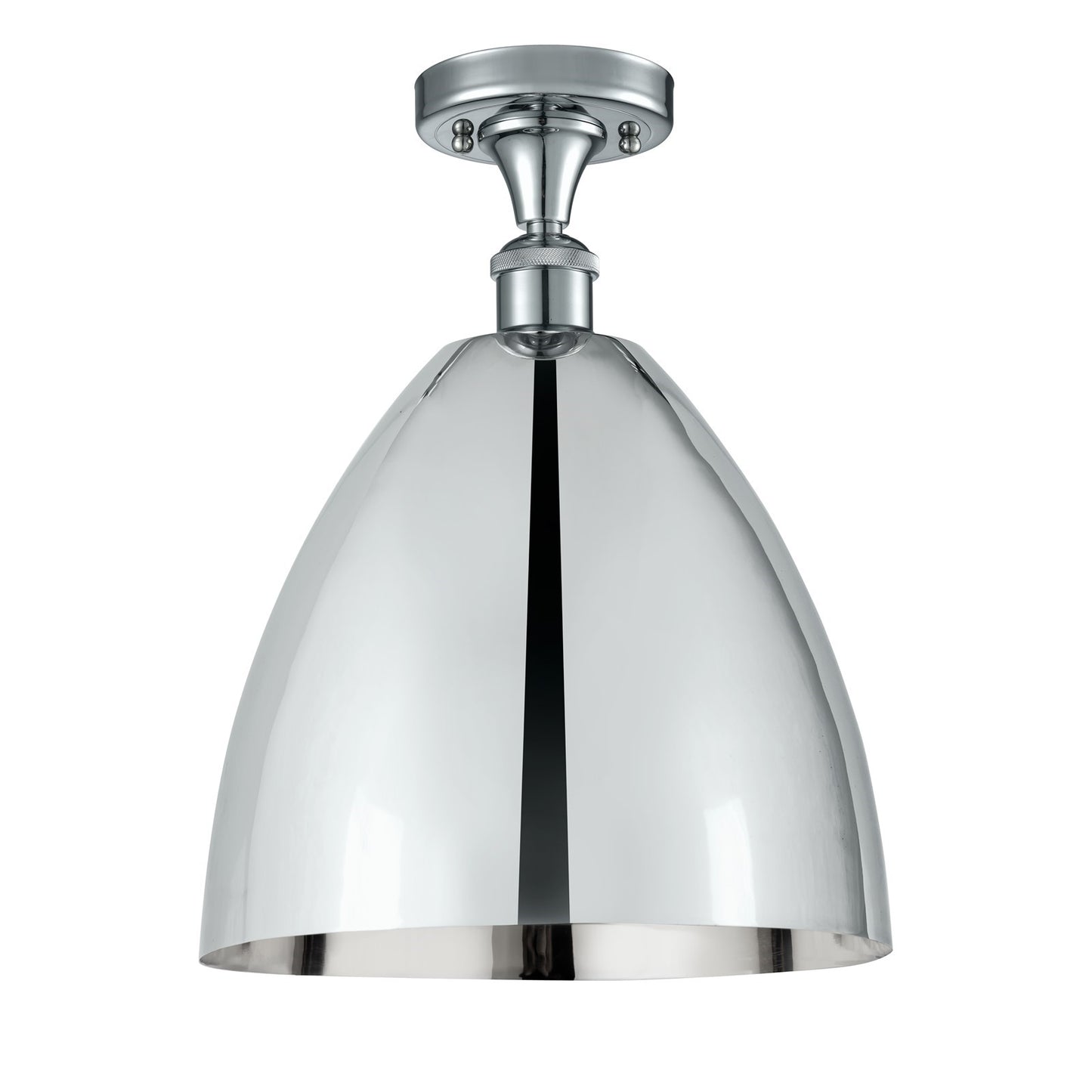Innovations Bristol 12in 1-Light Semi-Flush Mount | Industrial Polished Chrome Steel and Polished Chrome Metal Shade | Model 616-1F-PC-MBD-12-PC