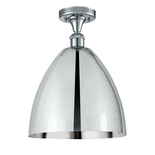 Innovations Bristol 12in 1-Light Semi-Flush Mount | Industrial Polished Chrome Steel and Polished Chrome Metal Shade | Model 616-1F-PC-MBD-12-PC