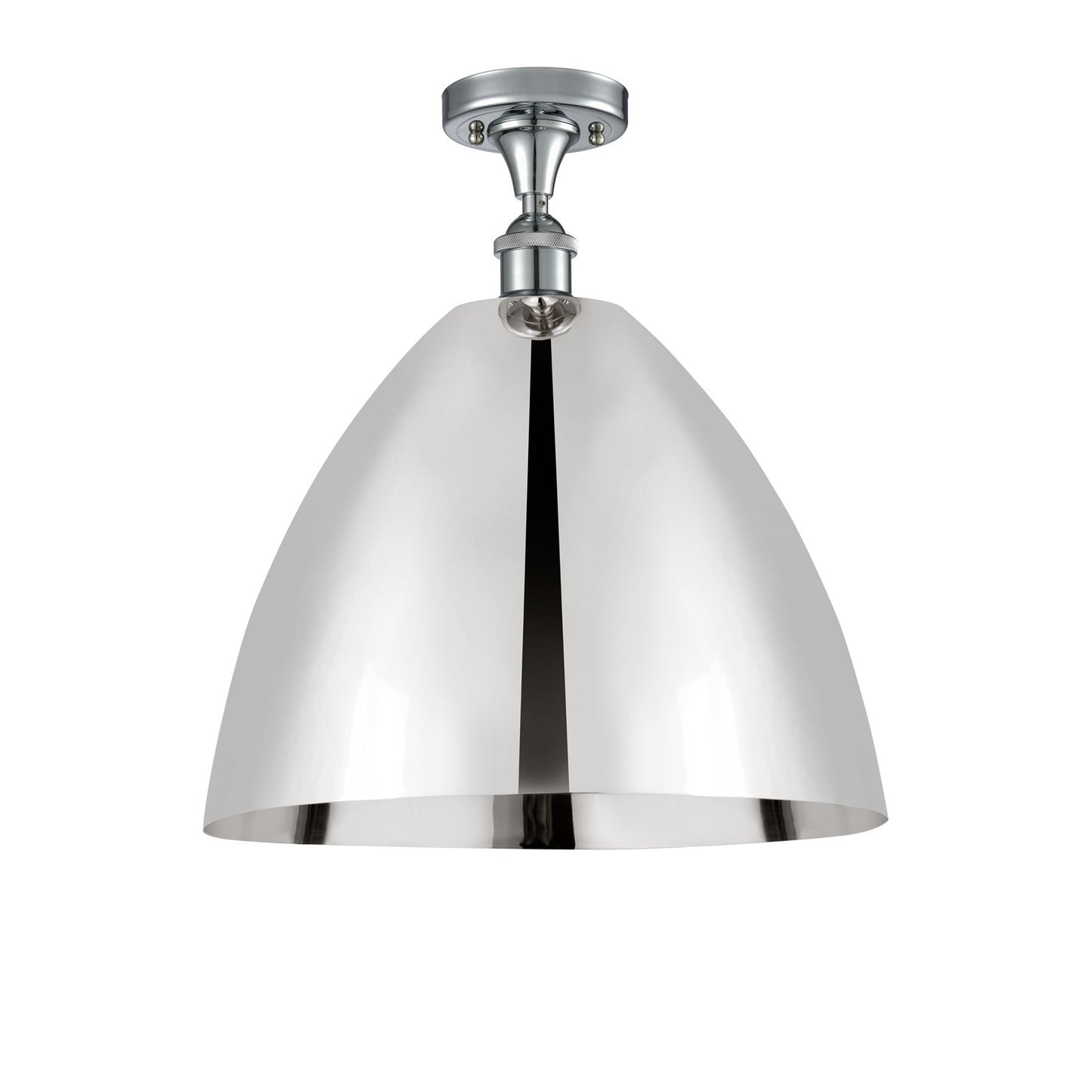 Innovations Bristol 16in 1-Light Semi-Flush Mount | Industrial Polished Chrome Steel and Polished Chrome Metal Shade | Model 616-1F-PC-MBD-16-PC