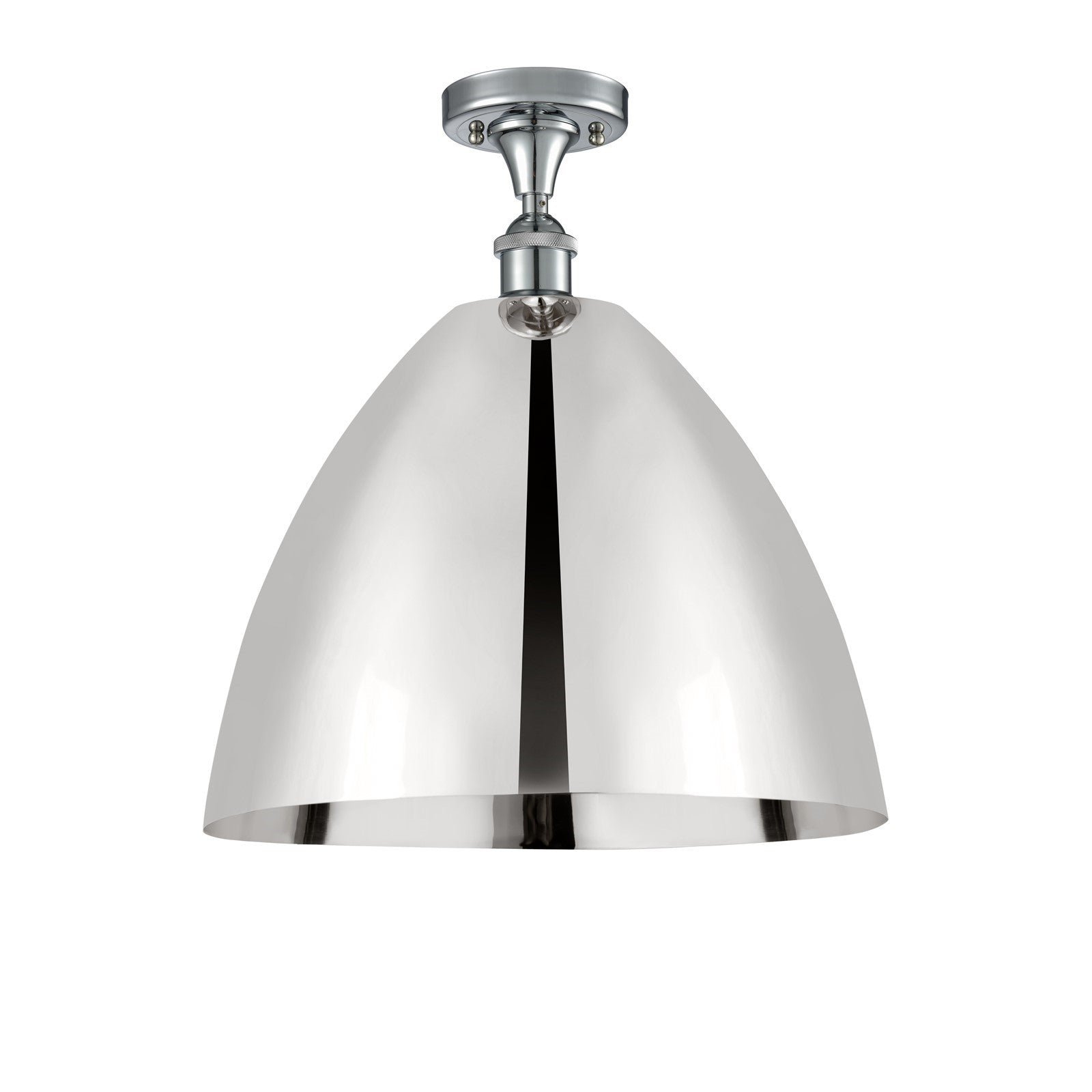 Innovations Bristol 16in 1-Light Semi-Flush Mount | Industrial Polished Chrome Steel and Polished Chrome Metal Shade | Model 616-1F-PC-MBD-16-PC