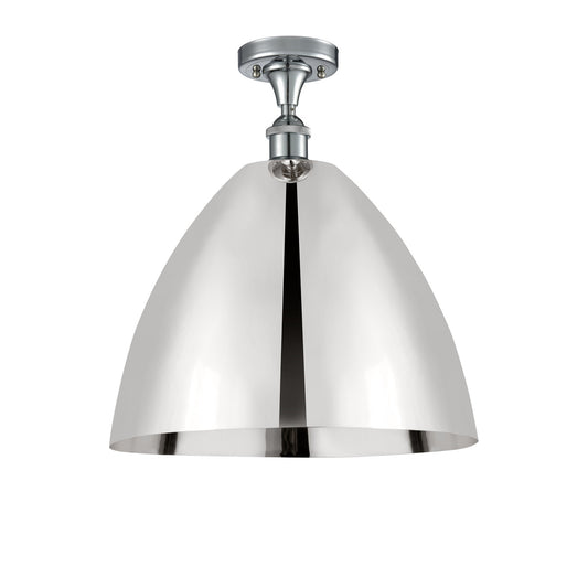 Innovations Bristol 16in 1-Light Semi-Flush Mount | Industrial Polished Chrome Steel and Polished Chrome Metal Shade | Model 616-1F-PC-MBD-16-PC