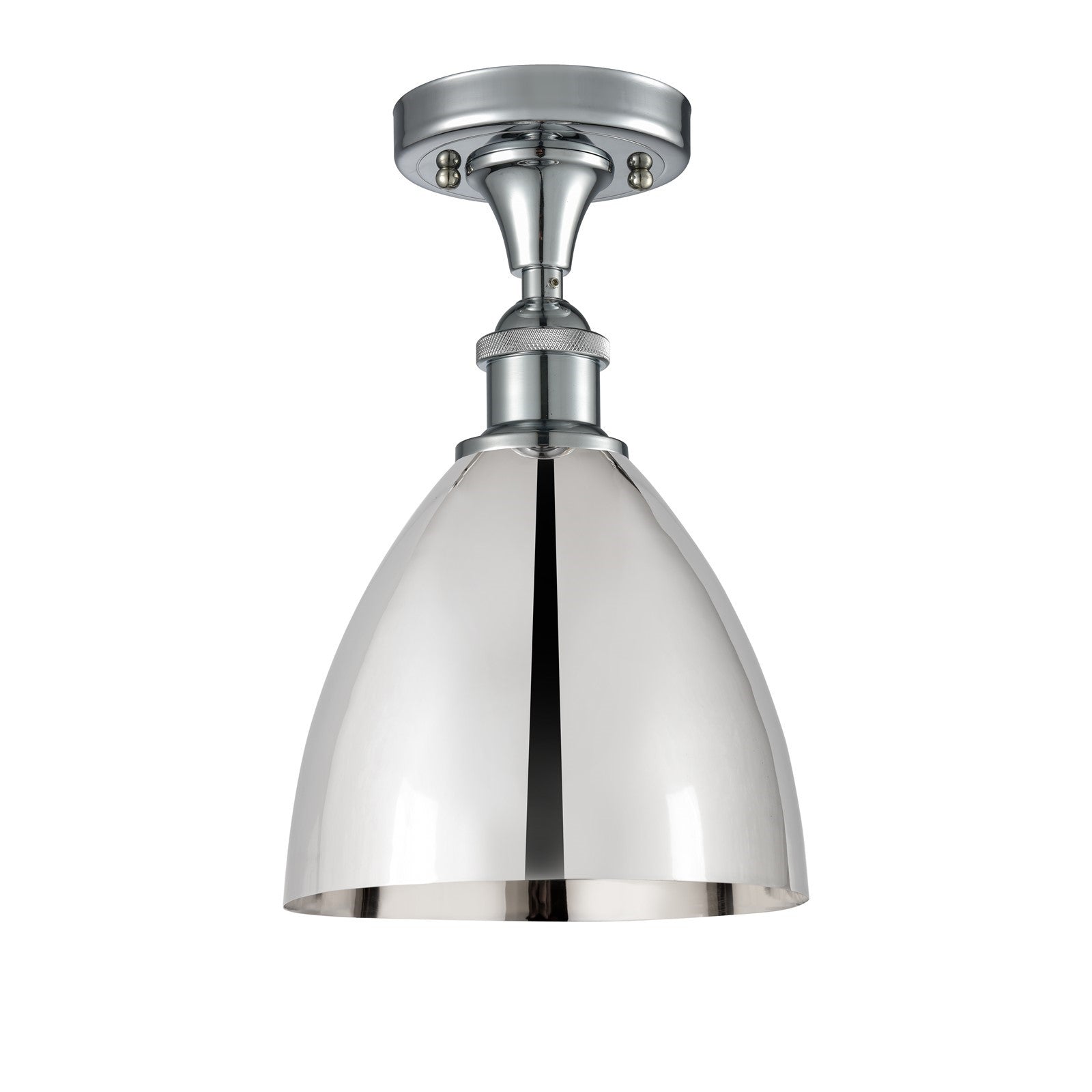 Innovations Bristol 8in 1-Light Semi-Flush | Industrial Farmhouse Polished Chrome Steel and Cast Brass | Damp-Rated Hallway & | Model 616-1F-PC-MBD-75-PC
