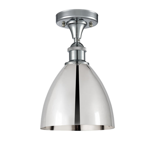 Innovations Bristol 8in 1-Light Semi-Flush | Industrial Farmhouse Polished Chrome Steel and Cast Brass | Damp-Rated Hallway & | Model 616-1F-PC-MBD-75-PC