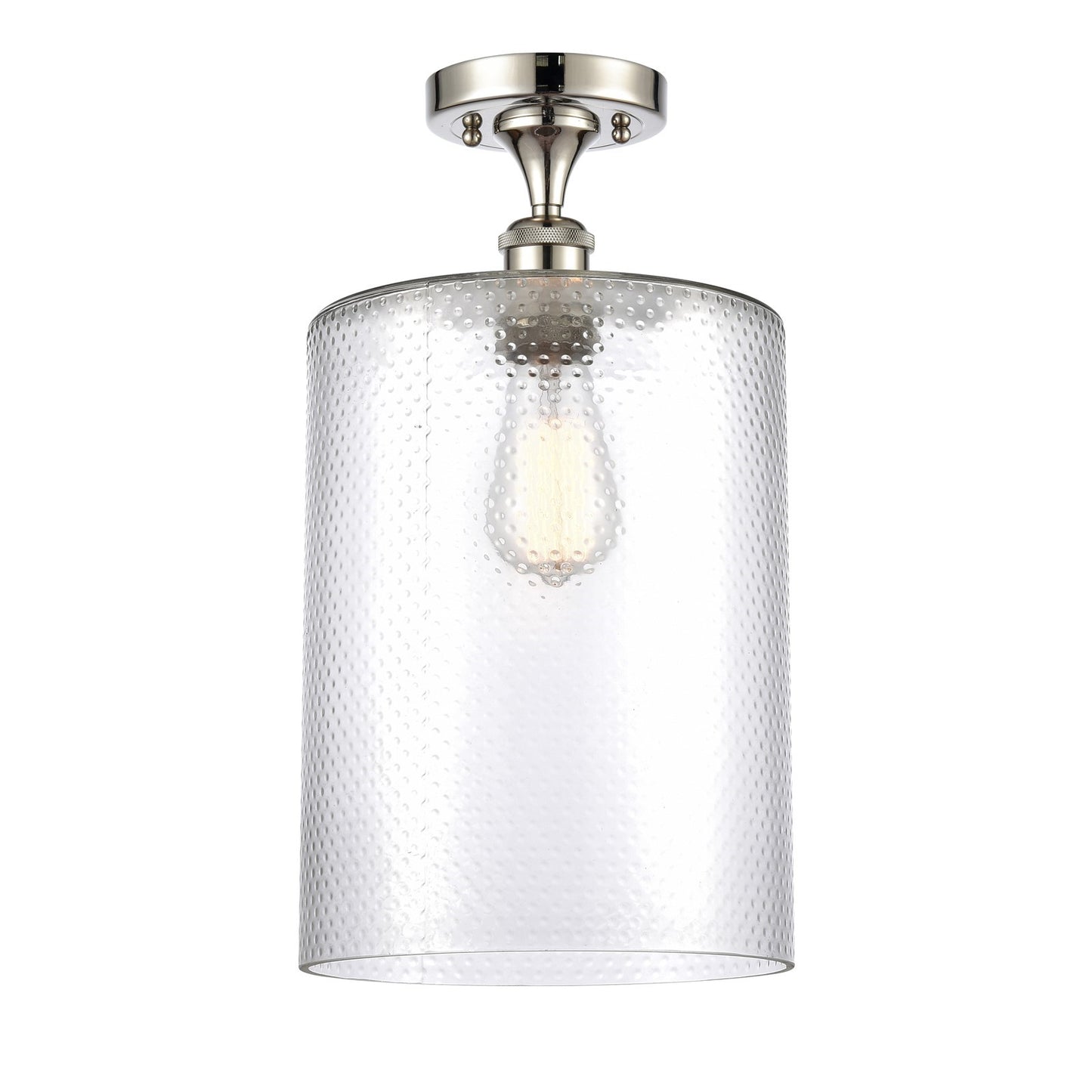 Innovations Cobbleskill 9in 1-Light Semi-Flush Mount | Industrial Polished Nickel Steel and Clear Glass | Entryway & Hallway | 9 | Model 616-1F-PN-G112-L