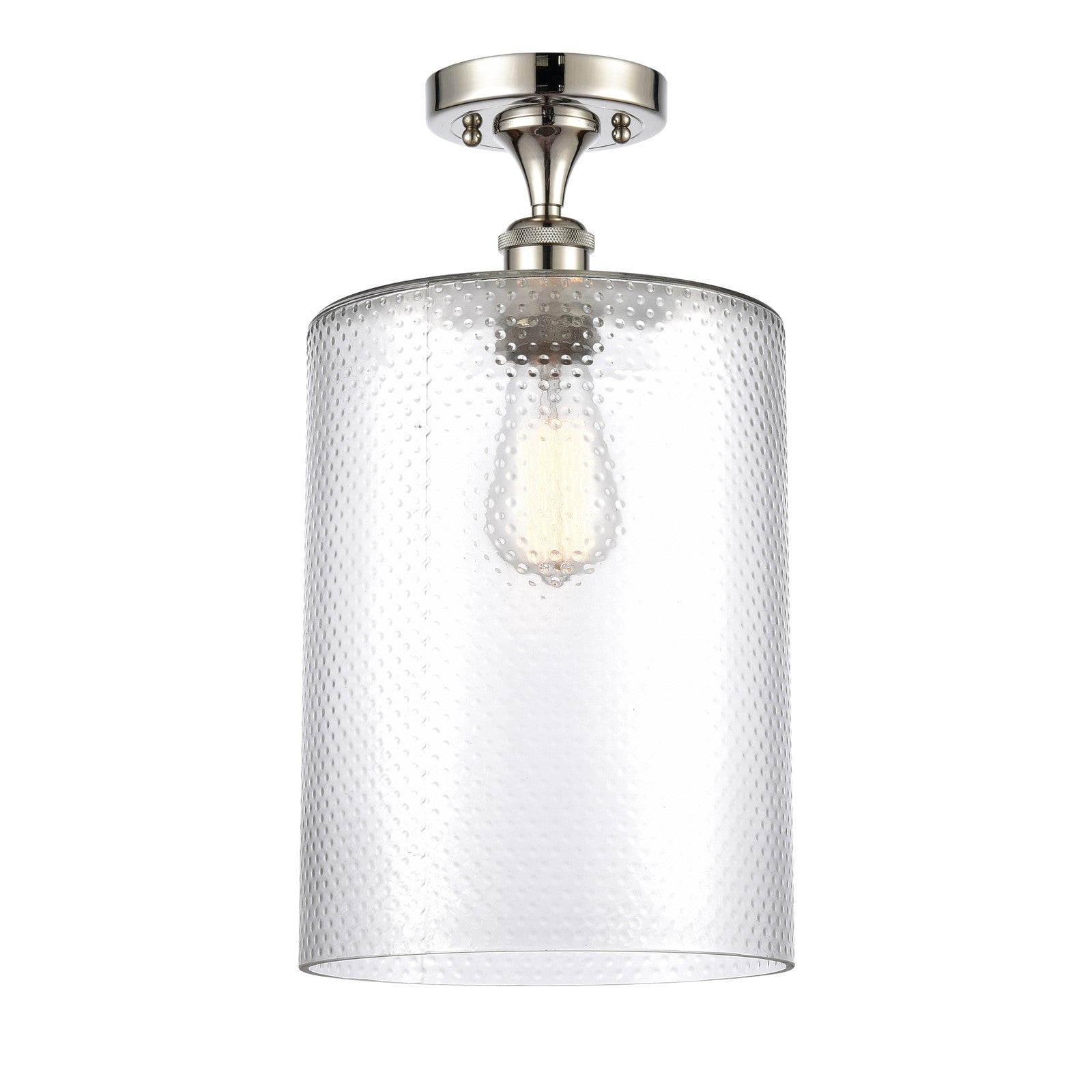 Innovations Cobbleskill 9in 1-Light Semi-Flush Mount | Industrial Polished Nickel Steel and Clear Glass | Entryway & Hallway | 9 | Model 616-1F-PN-G112-L