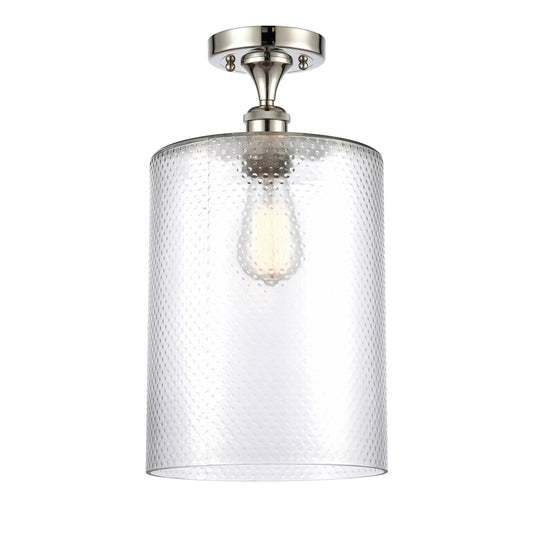 Innovations Cobbleskill 9in 1-Light Semi-Flush Mount | Industrial Polished Nickel Steel and Clear Glass | Entryway & Hallway | 9 | Model 616-1F-PN-G112-L
