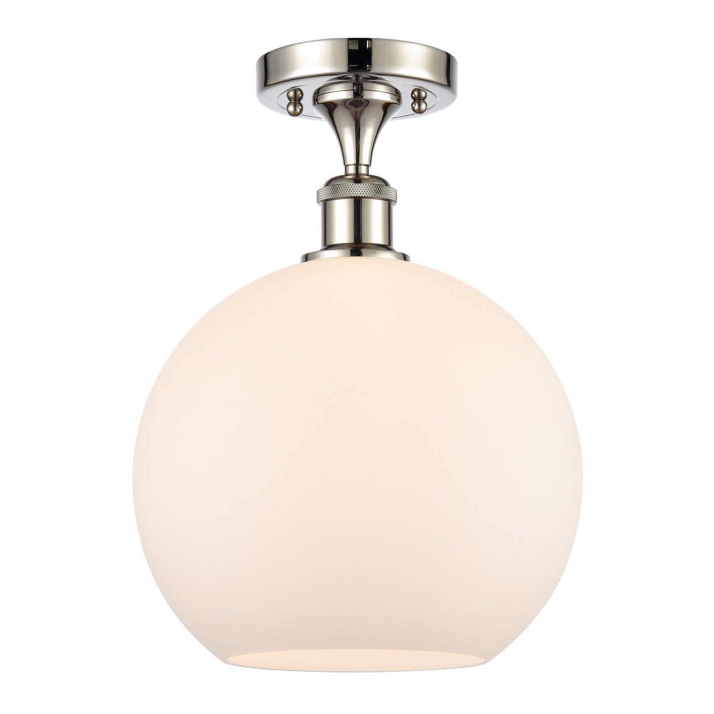 Innovations Athens 10in 1-Light Semi-Flush Mount | Industrial Polished Nickel Steel and Matte White Glass | Entryway & Hallway | Model 616-1F-PN-G121-10