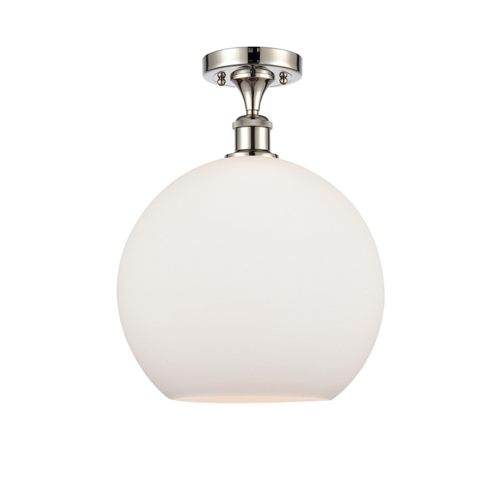 Innovations Athens 12in 1-Light Semi-Flush Mount | Industrial Polished Nickel and Matte White Glass | Entryway & Hallway | 11.75 | Model 616-1F-PN-G121-12