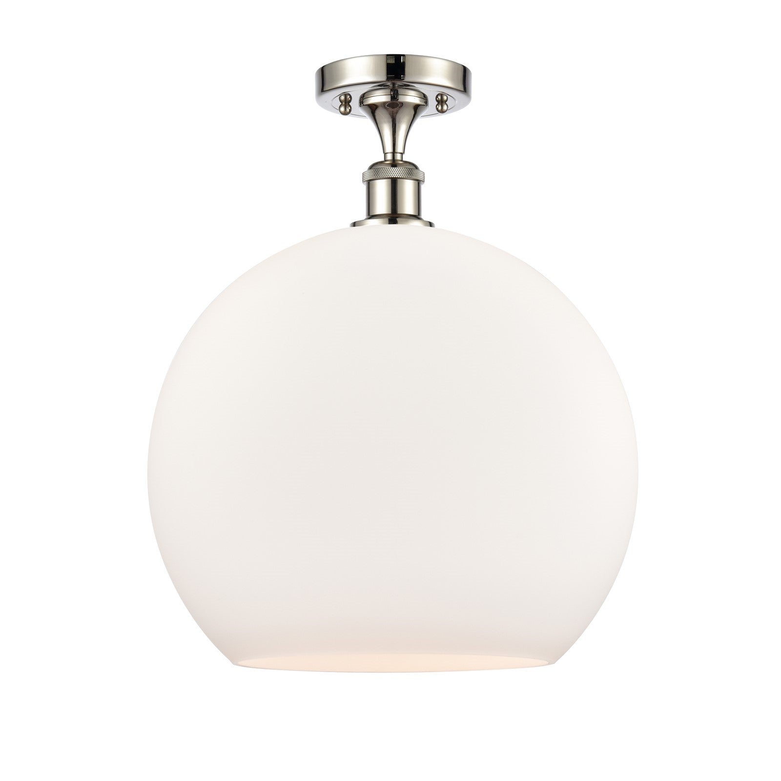 Innovations Athens 14in 1-Light Semi-Flush Mount | Industrial Polished Nickel and Matte White Glass | Kitchen & Hallway Accent | Model 616-1F-PN-G121-14