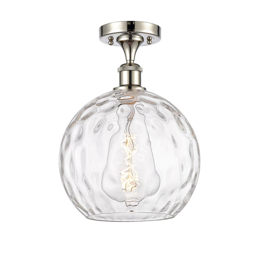 Innovations Athens Water Glass 10in 1-Light Semi-Flush Mount | Industrial Polished Nickel and Clear Glass | Entryway & Hallway | Model 616-1F-PN-G1215-10