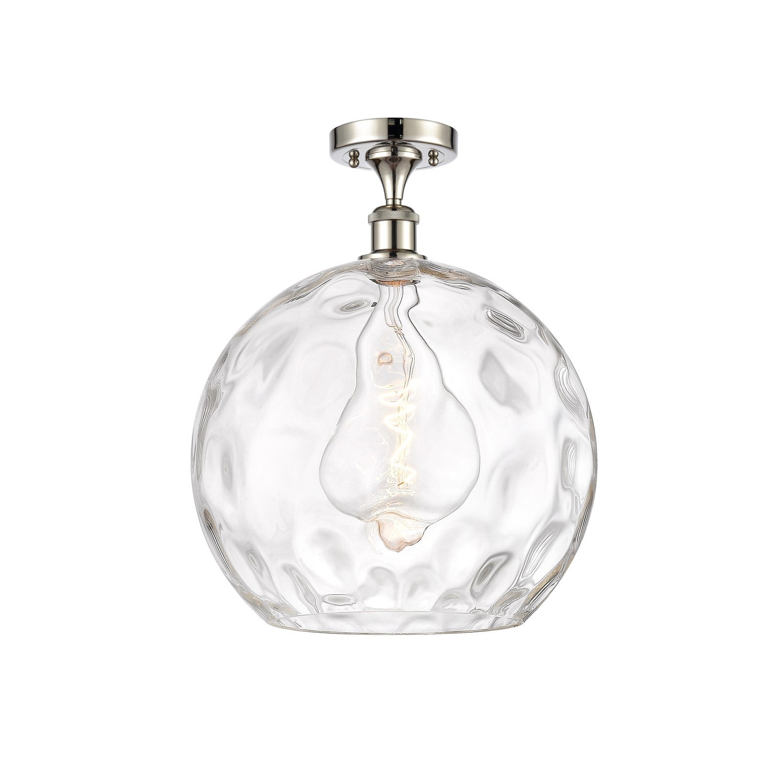 Innovations Athens Water Glass 13in 1-Light Semi-Flush Mount | Industrial Polished Nickel and Clear Glass | Entryway & Hallway | Model 616-1F-PN-G1215-14