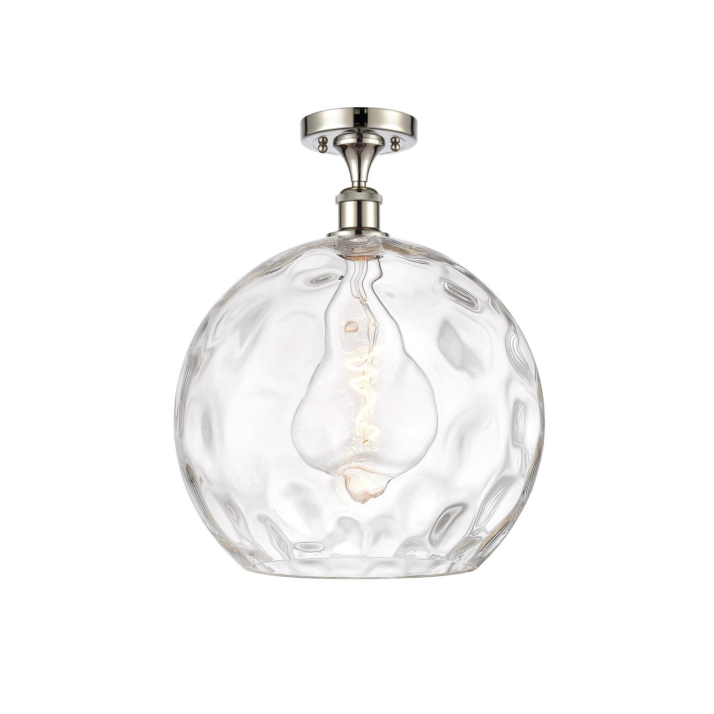 Innovations Athens Water Glass 13in 1-Light Semi-Flush Mount | Industrial Polished Nickel and Clear Glass | Entryway & Hallway | Model 616-1F-PN-G1215-14
