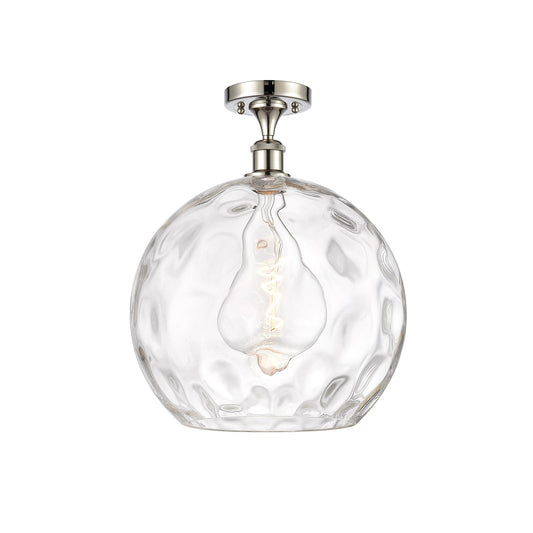 Innovations Athens Water Glass 13in 1-Light Semi-Flush Mount | Industrial Polished Nickel and Clear Glass | Entryway & Hallway | Model 616-1F-PN-G1215-14