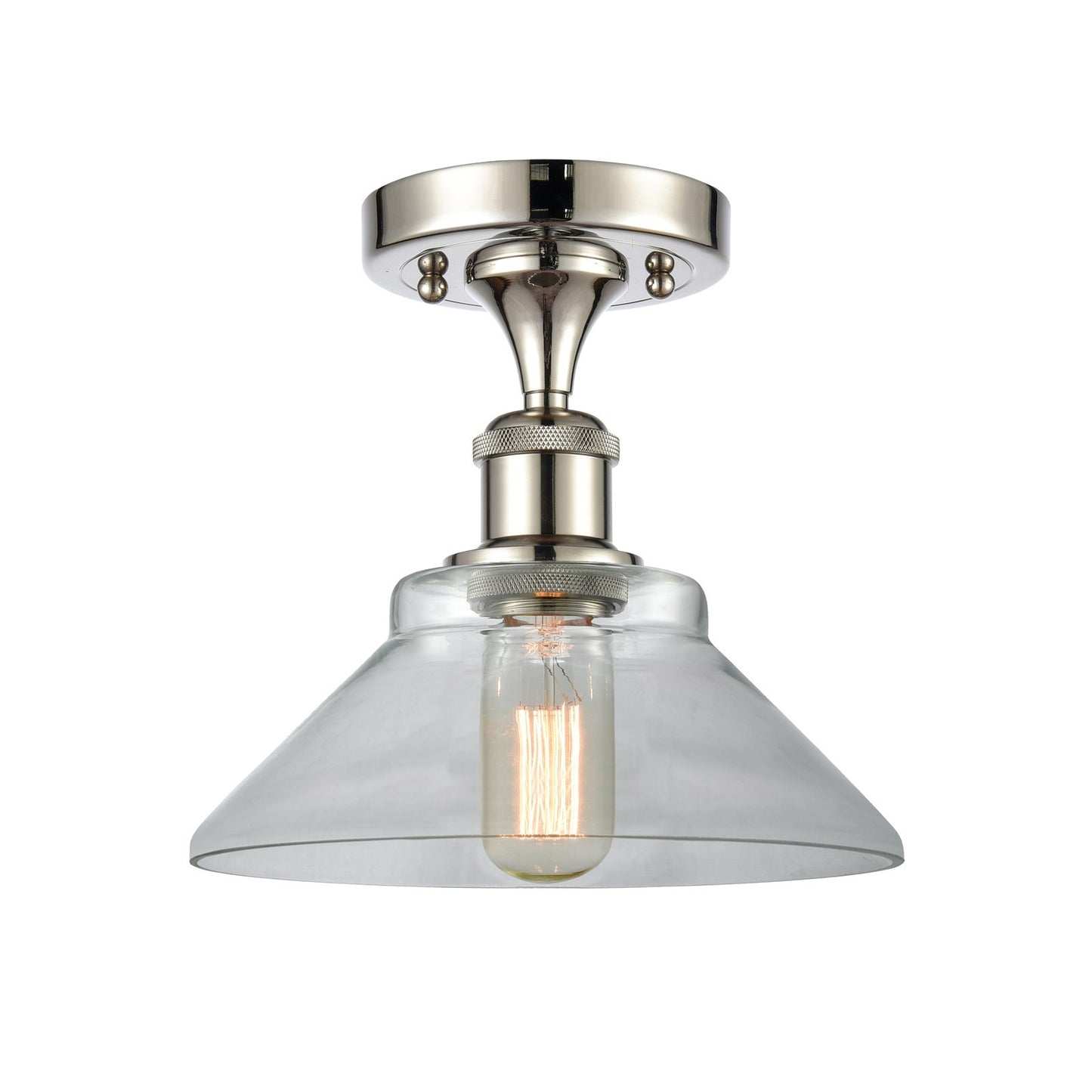 Innovations Orwell 8.38in 1-Light Semi-Flush Mount | Industrial Polished Nickel and Clear Glass | Entryway & Hallway | 8.38 x 8.25 | Model 616-1F-PN-G132
