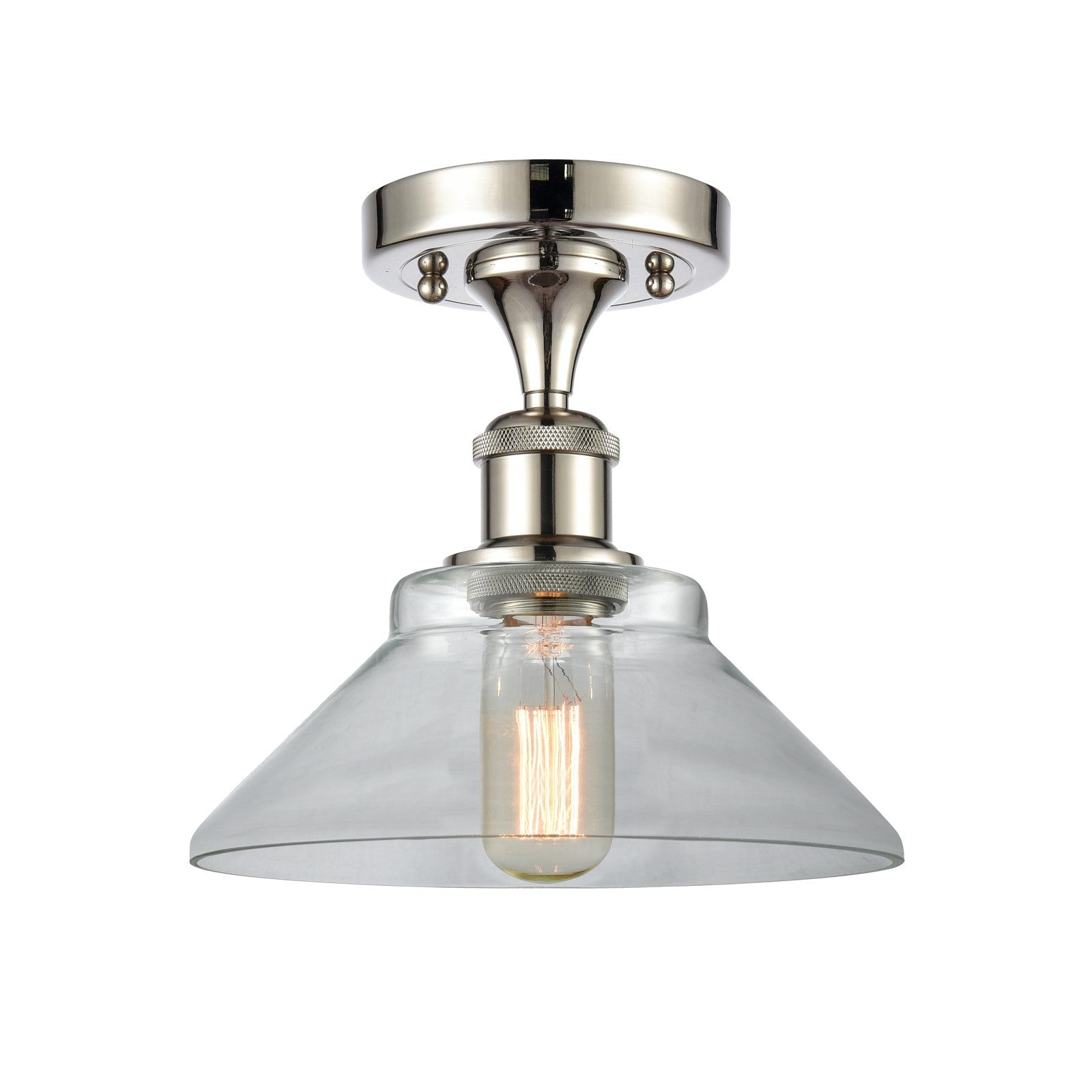 Innovations Orwell 8.38in 1-Light Semi-Flush Mount | Industrial Polished Nickel and Clear Glass | Entryway & Hallway | 8.38 x 8.25 | Model 616-1F-PN-G132