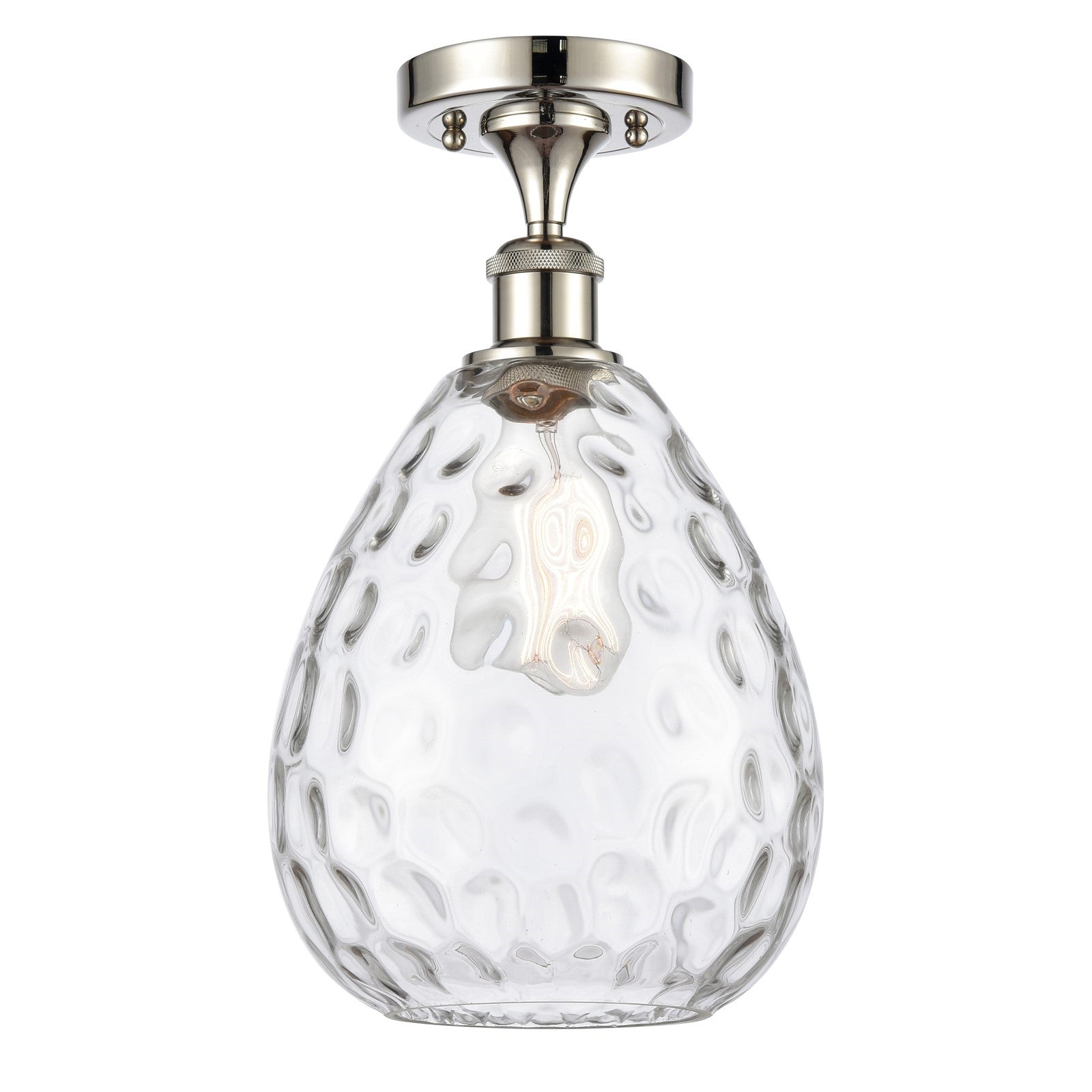Innovations Waverly 8in 1-Light Semi-Flush Mount | Industrial Polished Nickel Steel and Clear Glass | Damp Location Entryway & | Model 616-1F-PN-G372