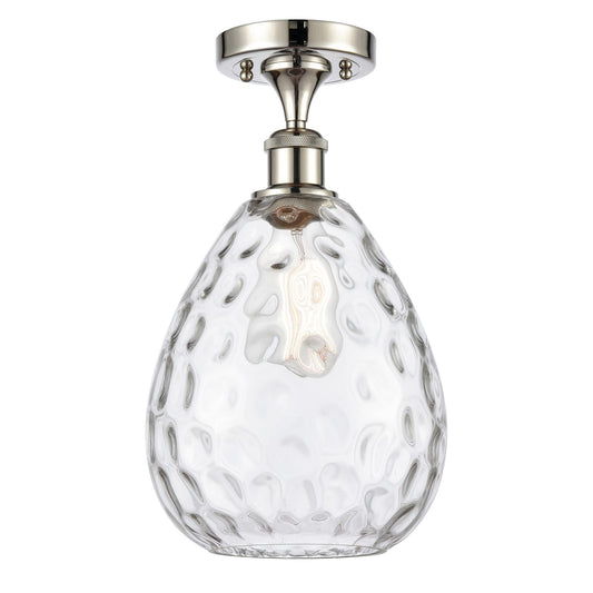 Innovations Waverly 8in 1-Light Semi-Flush Mount | Industrial Polished Nickel Steel and Clear Glass | Damp Location Entryway & | Model 616-1F-PN-G372