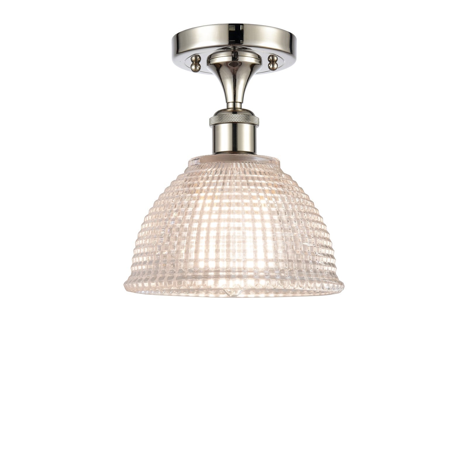 Innovations Arietta 8in 1-Light Semi-Flush Mount | Industrial Polished Nickel Steel and Clear Glass | Entryway & Hallway | 8 x 8 x | Model 616-1F-PN-G422