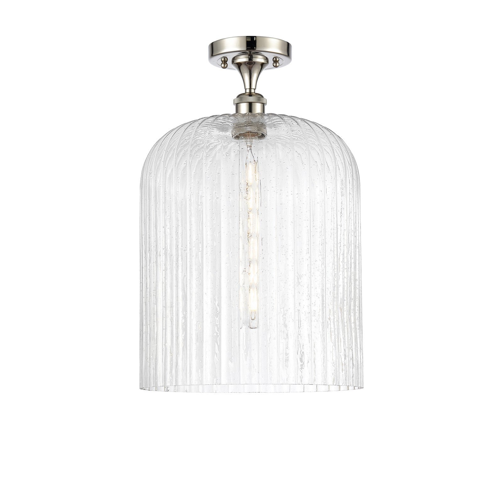 Innovations Bridal Veil 5in 1-Light Semi-Flush Mount | Art Nouveau Polished Nickel Steel and Seedy Ribbed Glass | Damp-Rated | Model 616-1F-PN-G559-12SDY