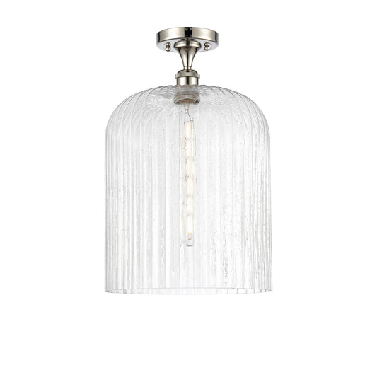Innovations Bridal Veil 5in 1-Light Semi-Flush Mount | Art Nouveau Polished Nickel Steel and Seedy Ribbed Glass | Damp-Rated | Model 616-1F-PN-G559-12SDY