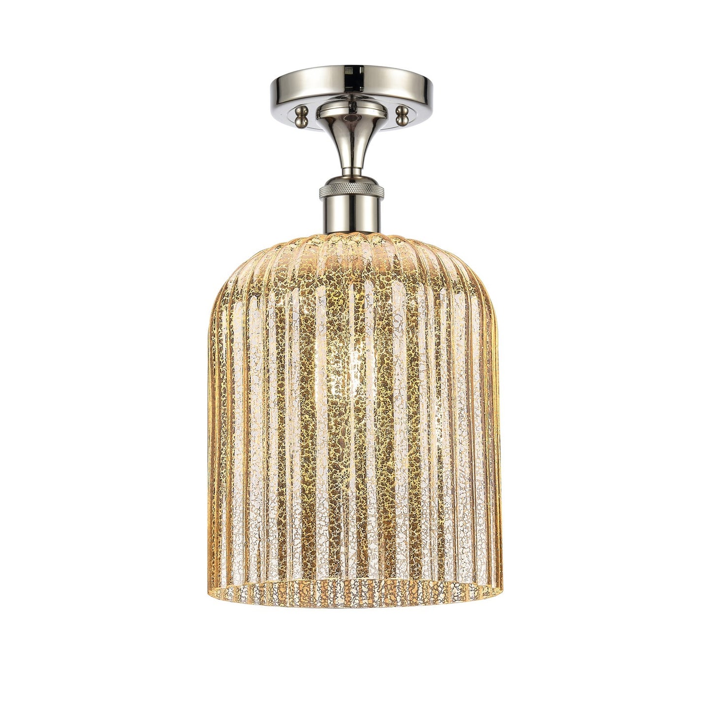 Innovations Bridal Veil 5in 1-Light Semi-Flush | Art Nouveau Polished Nickel and Mercury Ribbed Glass | Entryway & Hallway | 5 | Model 616-1F-PN-G559-8ME