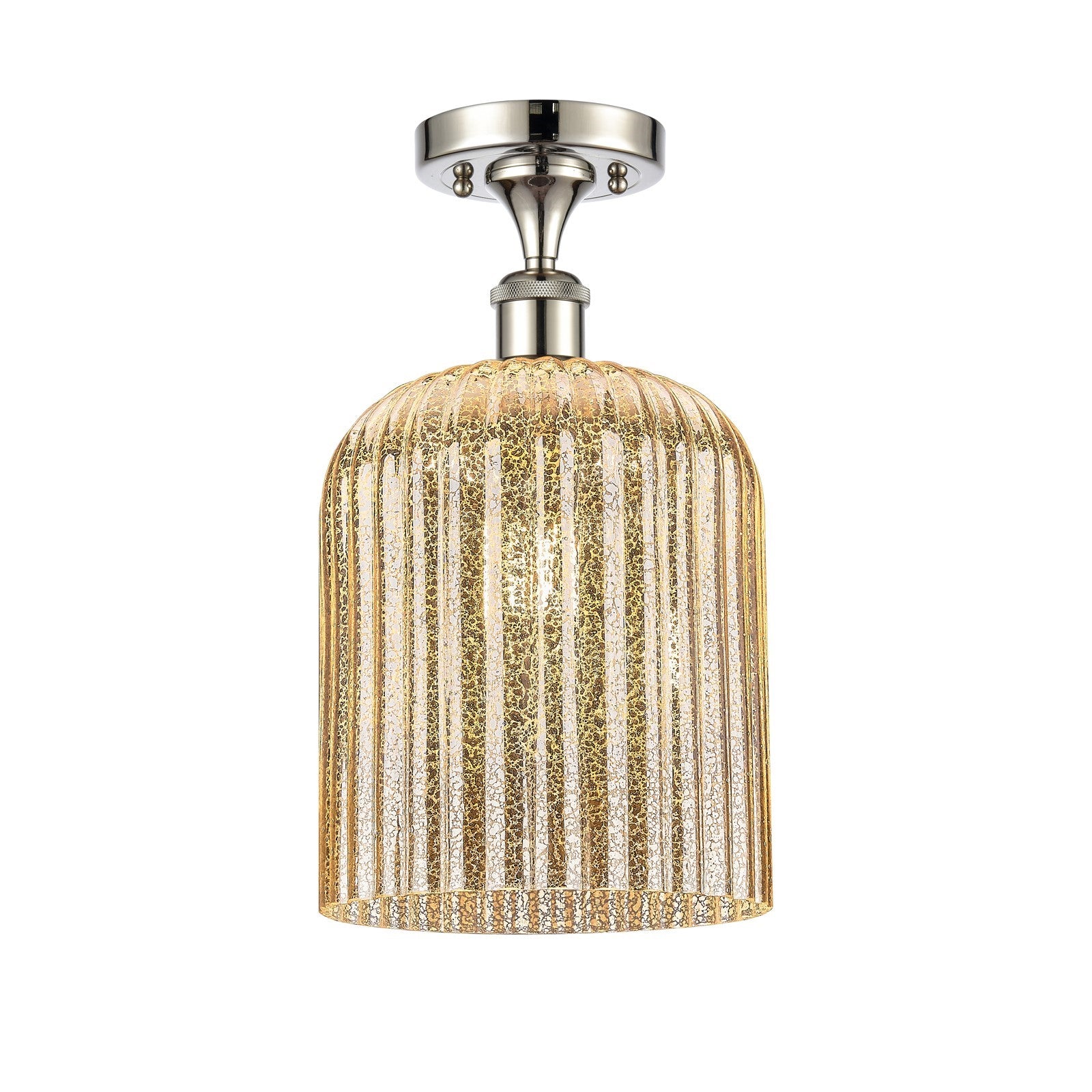 Innovations Bridal Veil 5in 1-Light Semi-Flush | Art Nouveau Polished Nickel and Mercury Ribbed Glass | Entryway & Hallway | 5 | Model 616-1F-PN-G559-8ME
