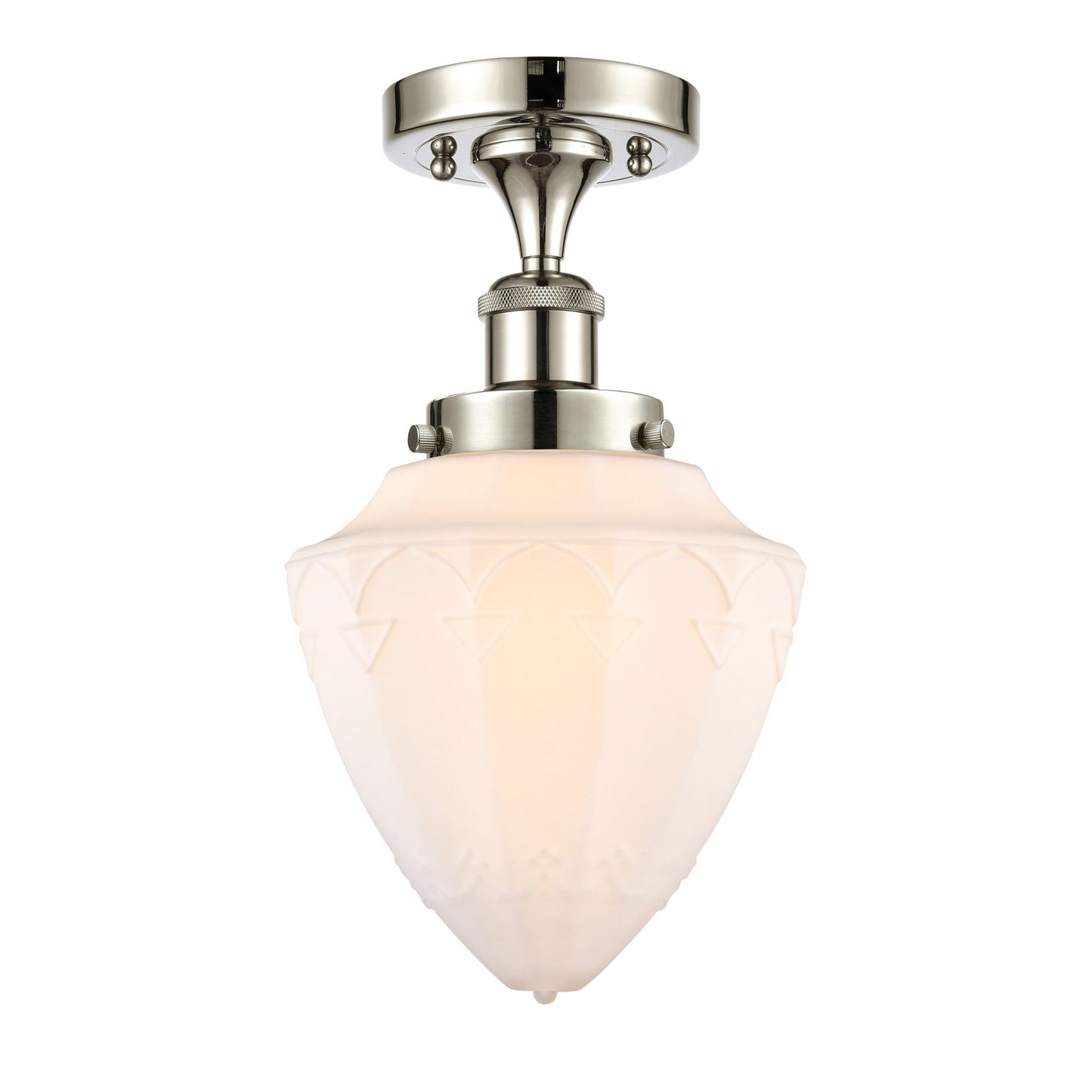Innovations Bullet 6in 1-Light Semi-Flush Mount | Industrial Polished Nickel and Matte White Frosted Glass | Entryway & Hallway | Model 616-1F-PN-G661-7