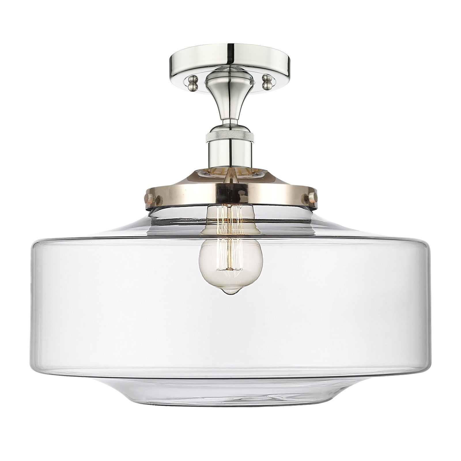 Innovations Bridgeton 12in 1-Light Semi-Flush Mount | Traditional Polished Nickel Steel and Clear Glass | Entryway & Hallway | Model 616-1F-PN-G692-16