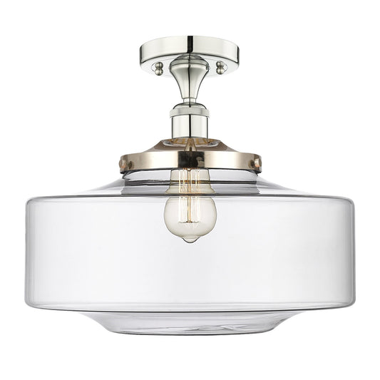 Innovations Bridgeton 12in 1-Light Semi-Flush Mount | Traditional Polished Nickel Steel and Clear Glass | Entryway & Hallway | Model 616-1F-PN-G692-16