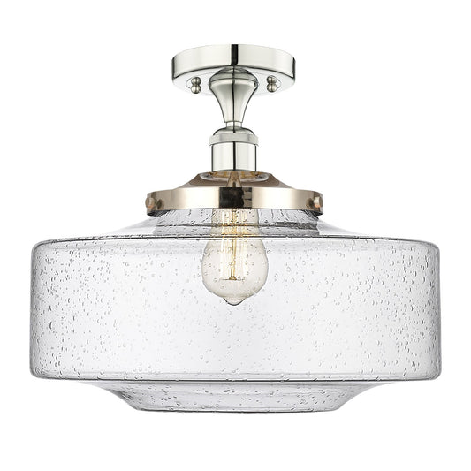 Innovations Bridgeton 16in 1-Light Semi-Flush Mount | Traditional Polished Nickel Steel and Seedy Glass | Entryway & Hallway | Model 616-1F-PN-G694-16