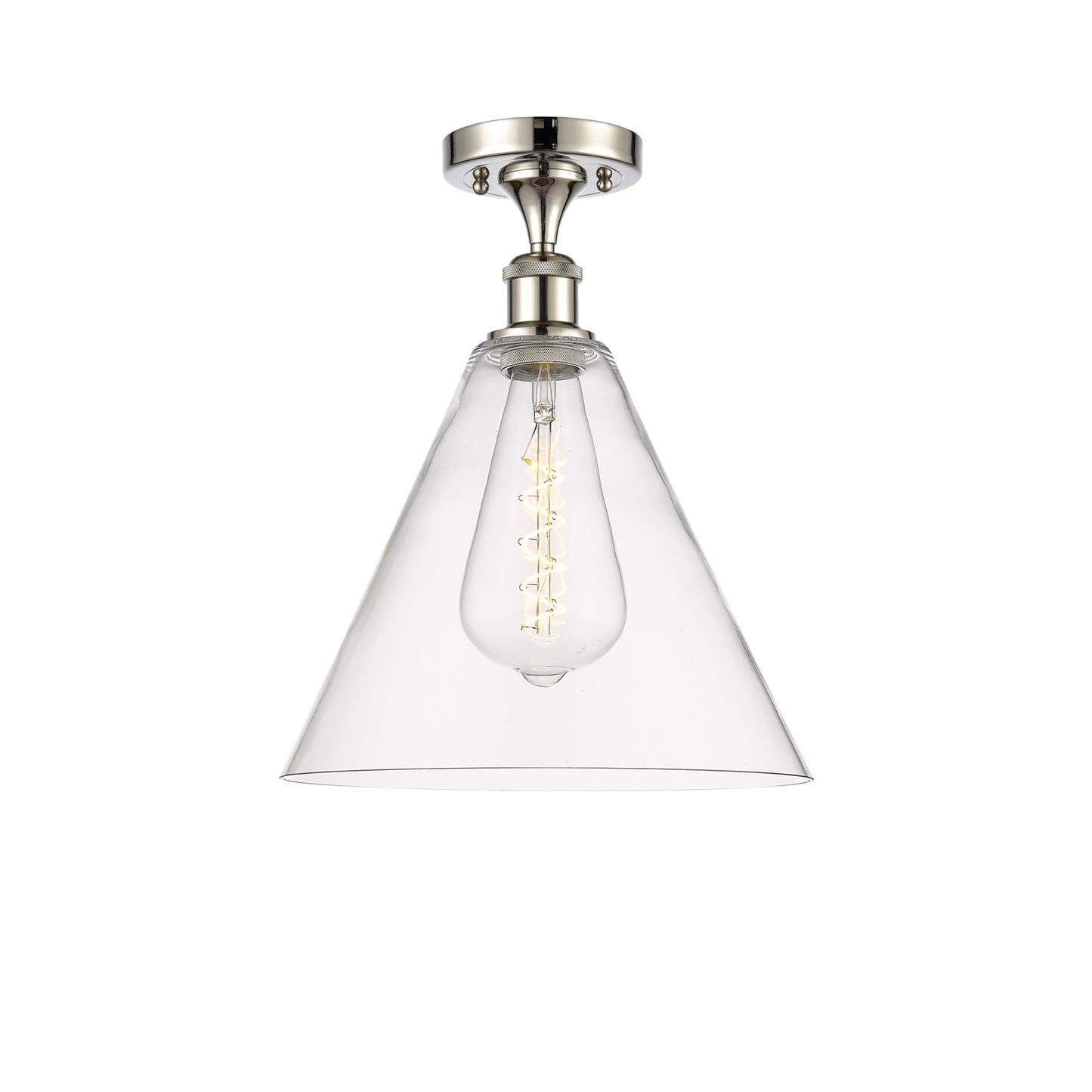 Innovations Berkshire 12in 1-Light Semi-Flush Mount | Industrial Polished Nickel Steel and Clear Glass | Damp-Rated Entryway & | Model 616-1F-PN-GBC-122