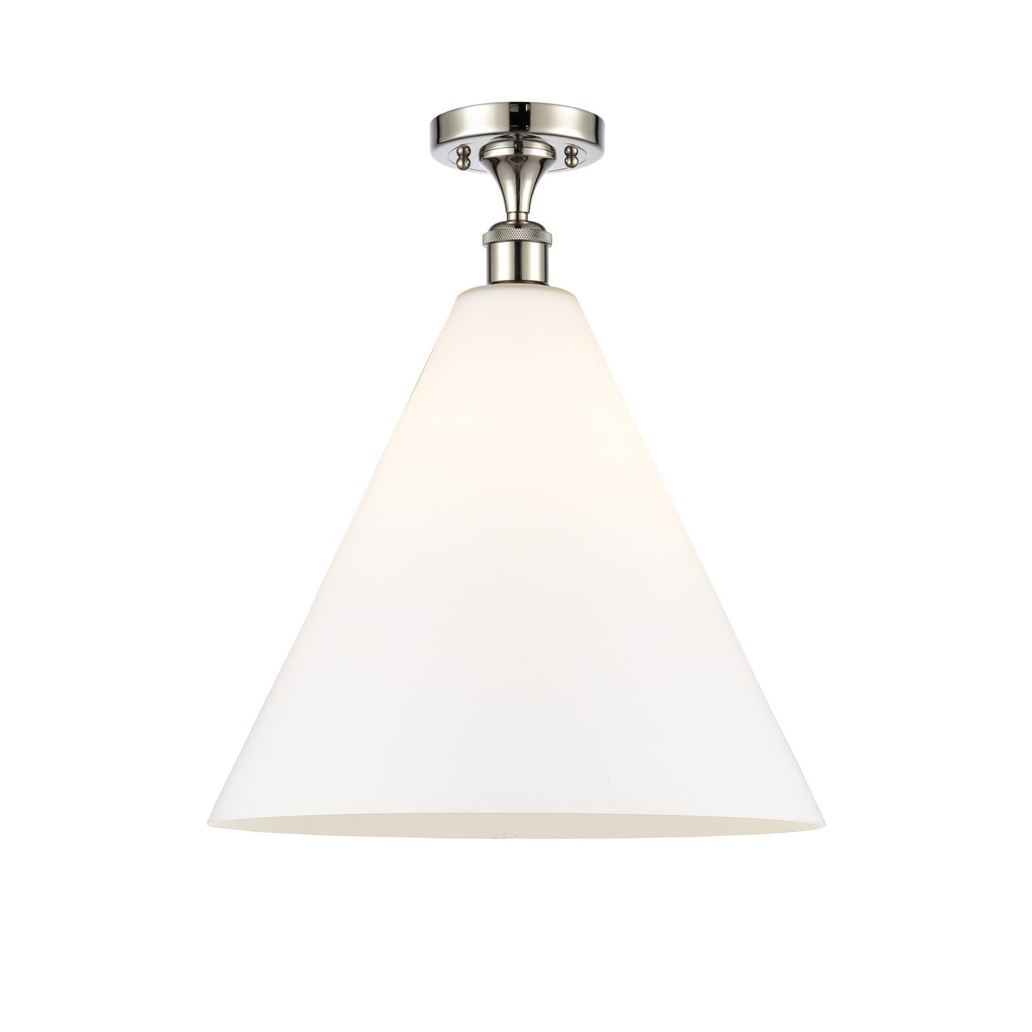Innovations Berkshire Glass 16in 1-Light Semi-Flush Mount | Industrial Polished Nickel Steel and Matte White Glass | Entryway & | Model 616-1F-PN-GBC-161
